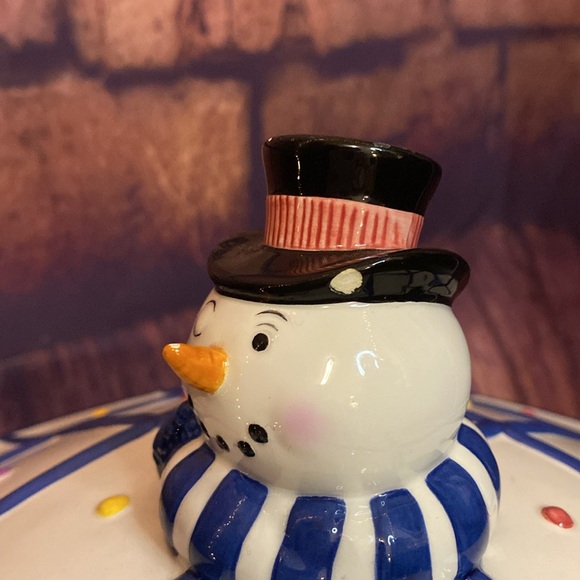 Tammany Devine Vtg Snowman Dish - EUC 9.5in diameter Ceramic - Picture 4 of 8